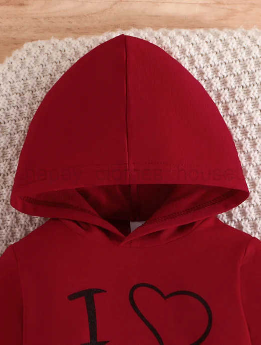 Clothing Set For Kid Boy Girls 3 -24 Months Cute Letter I LOVE PAPA Long Sleeve Hoodie Tee Long Pants Outfit For Newborn BabyXJ241205