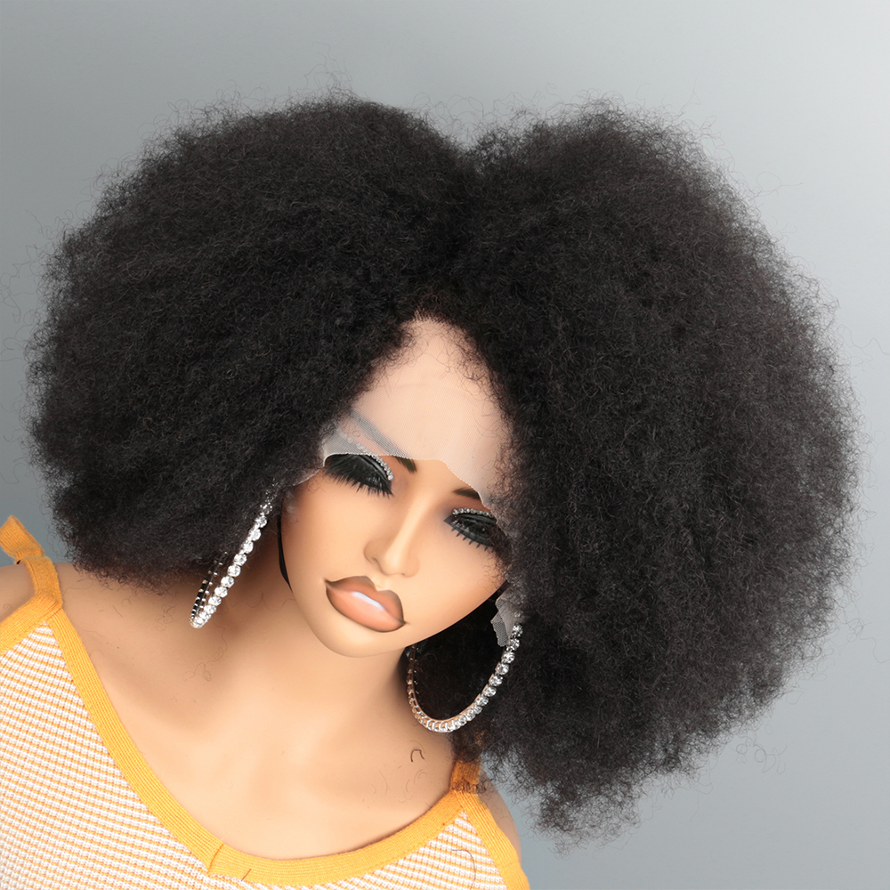 Kinky Curly Lace Front Wig Color Afro Bob Natural Haire 13X4x2 250% Density Short Human Hair Wigs