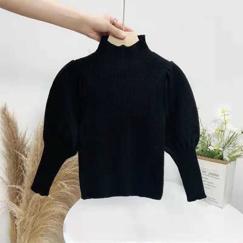 Baby Womens Sweater Puff Sleeve Solid Color Spring/Summer Winter Childrens Knitted Floral Top 1-10Y W241205