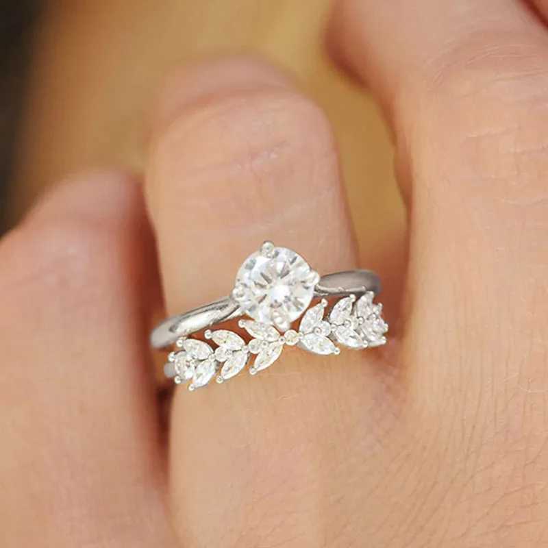 2 pieces/set of elegant womens wedding rings 925 sterling silver finger decoration shiny zirconia engagement jewelry gift W241205