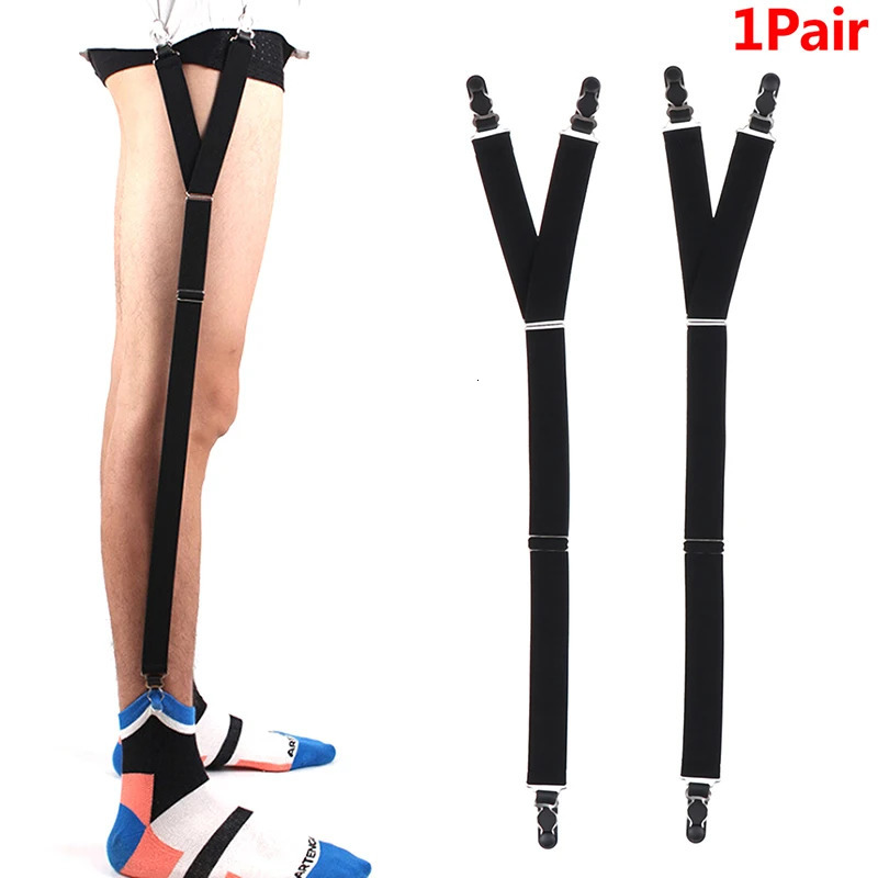 Mens Fashion Shirt Stays Garters Y Shape Military Adjustable Elastic Holders Straps Sock Nonslip Clamps Leg Suspenders 241122