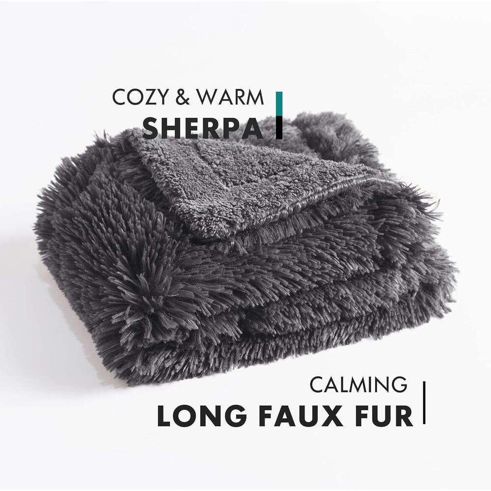 GBUNNY Waterproof Plush Long Artificial Fur Pet Super Soft Fluffy Bed Sofa Cover Washable - High Quality Flannel Sedative Blanket for Puppies and Cats