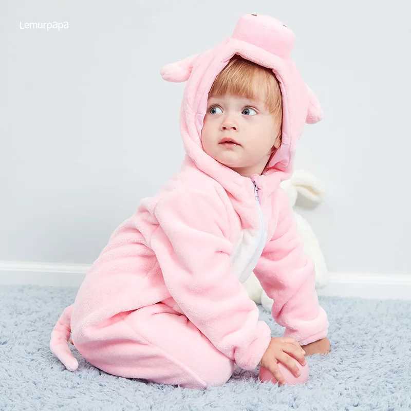 Pajamas Pig Romper Baby Warm Jumpsuit Boys Girls Winter Outfit Toddlers Halloween Animal Suit Funny Onesie Festival Party Bebe Clothes H241205