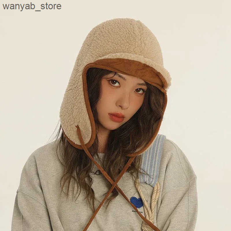 Cloches Japanese designed wool bomber hat suitable for women in winter new outdoor comfortable earmuffs Russian trap hat womens ski hat L240910