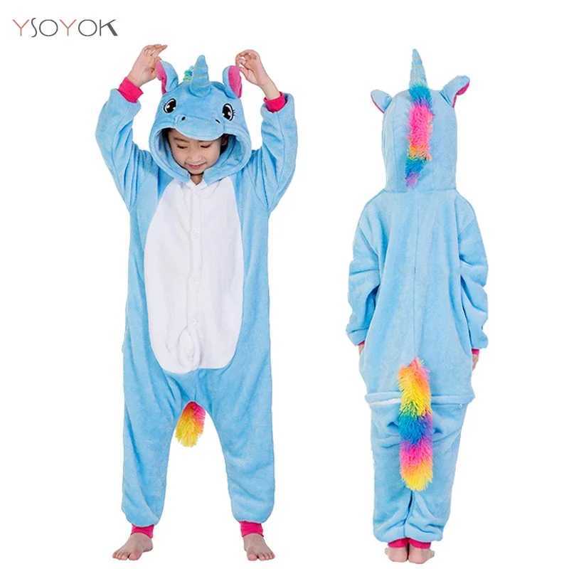 Pajamas Kigurumi Children Winter Sleepwear Kids Panda Pajama sets Baby Girls Boys Panda Licorne Onesies for 4 6 8 10 12 Years H241205