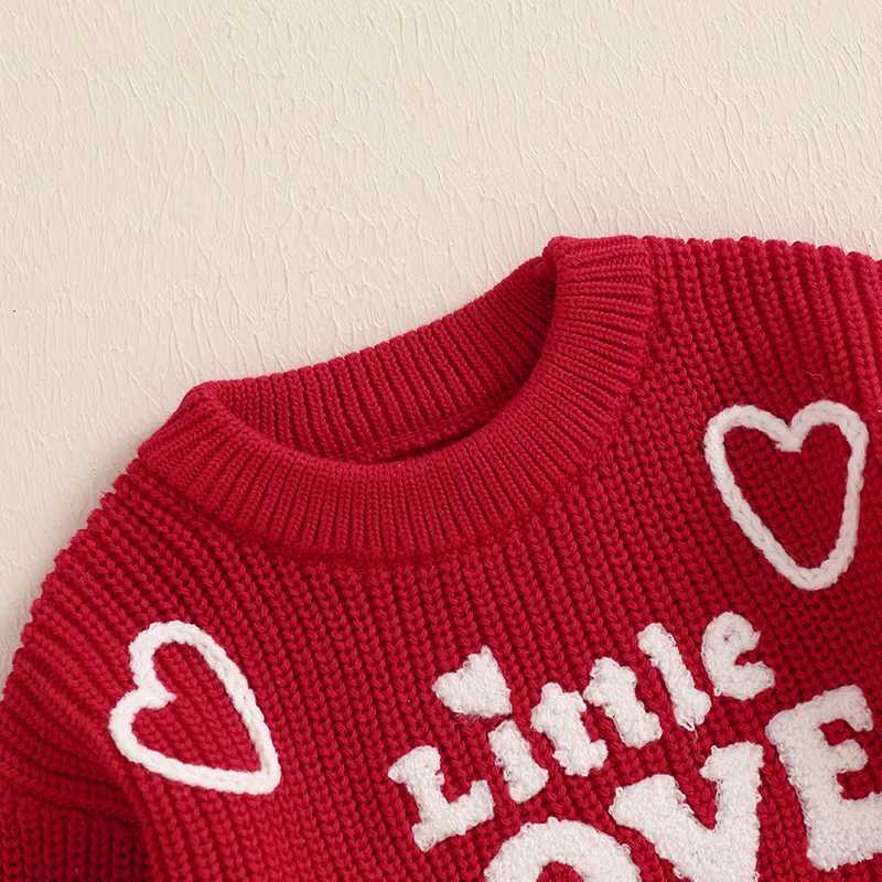 Newborn baby girl sweater fashion love letter embroidery long sleeved flower 2024 autumn and winter childrens clothing jumping top W241205