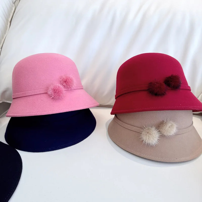Exquisite fashion Australian mink felt hat French celebrity banquet hat retro simple fisherman hat 241205