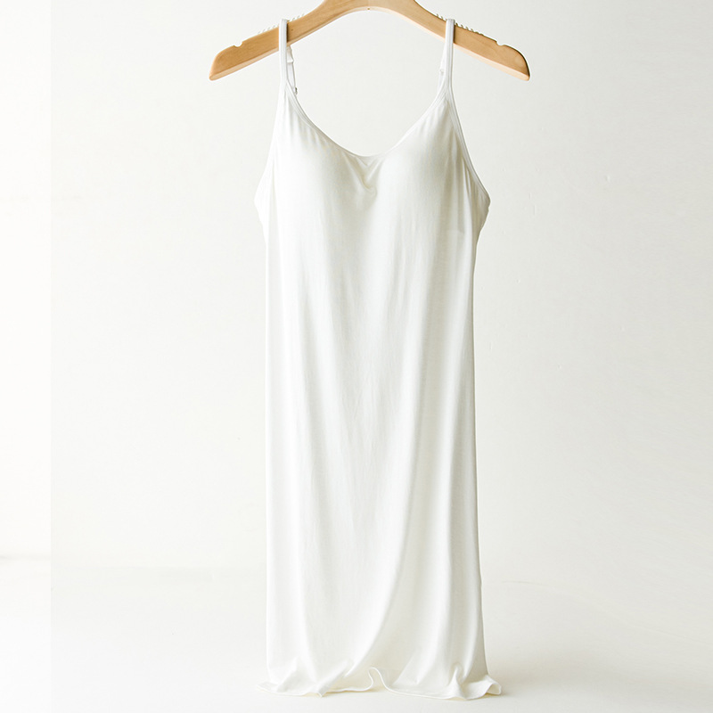 B463-Long Style Women's Bra-Free Suspender Nightwear with Padded Strap Support