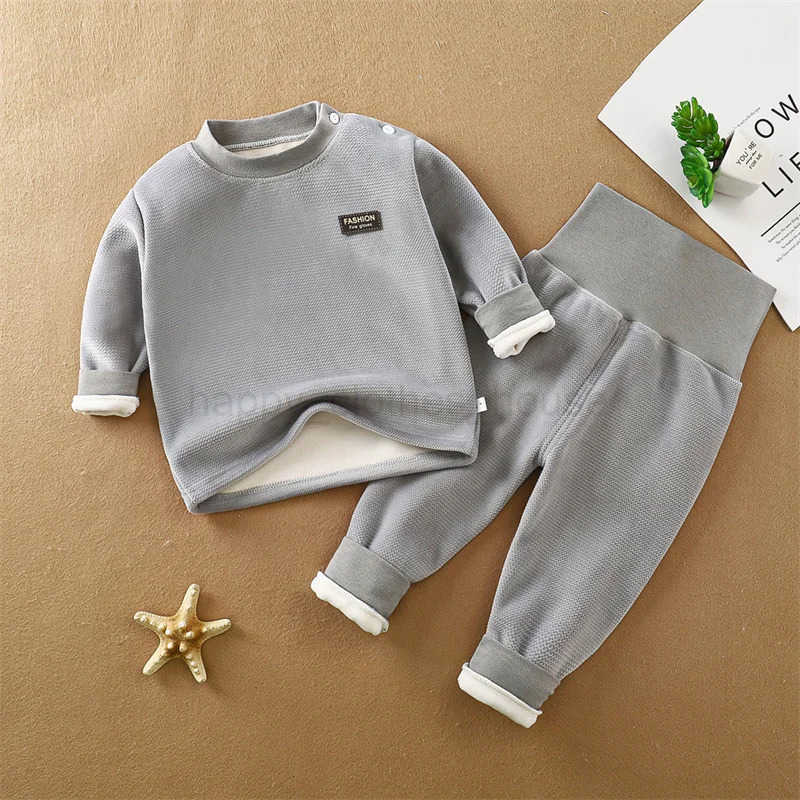 Newborn Padded Thickened Sets Baby Thermal Underwear outfit Boys Girls Fleece High Waist Suit Childrens Clothing 0-4 YearsXJ241205