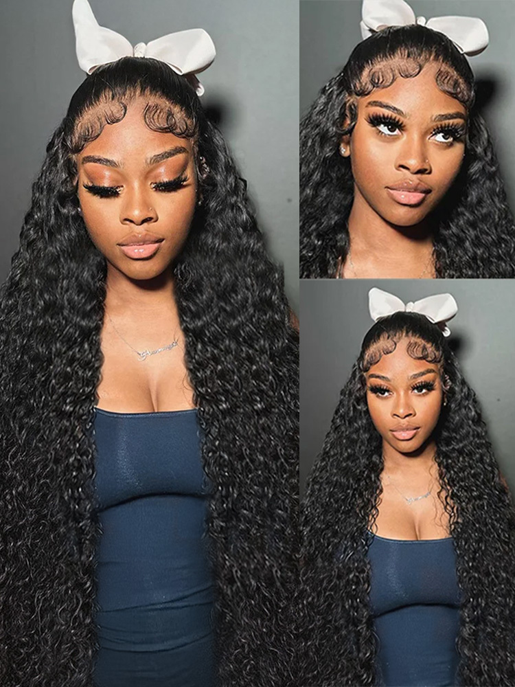 13X6 HD Deep Frontal Wigs 13X4 Water Wave Curly 100% Human Hair 5X5 Glueless Lace Front Wig 30 40 Inch Closure Wear Go