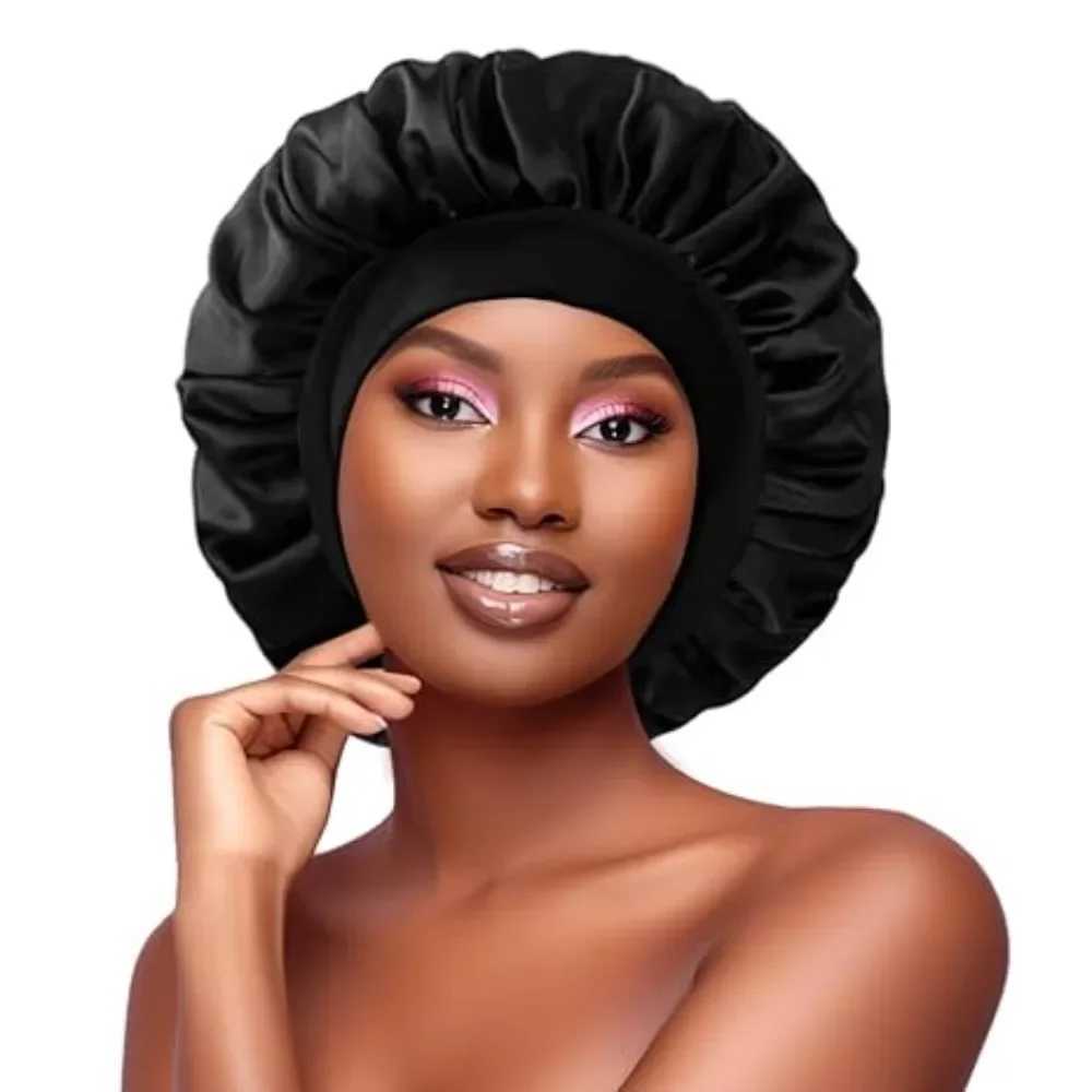 Solid Satin Bonnet Hair Wr Elastic Narrow Head Tie Silk Band Edge Bathroom Wr Shower C for Sleeping Women Shower Hair CareXJ241205