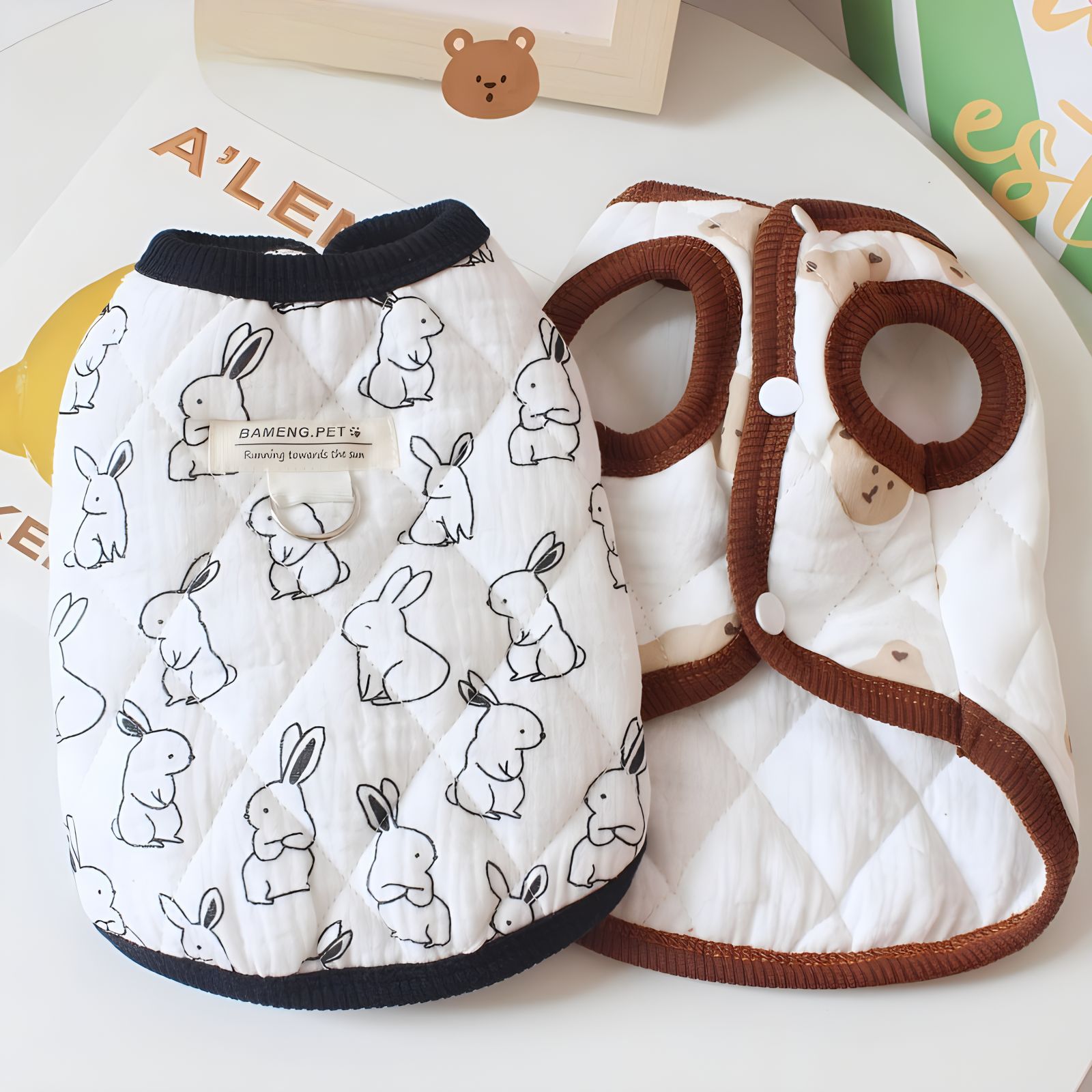 Update Plush Cotton Yarn Pet Vest - Cute Teddy Bear Dog Clothes For Autumn & Winter