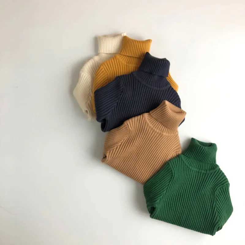 Milancel Kids Sweaters Solid Girls Sweater Simplified Boys Pullover Turtleneck Knitwear W241205