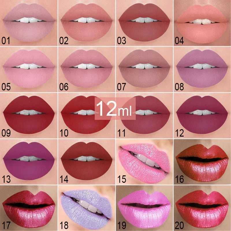 New!!Make Up Lips Matte Liquid Lipstick Waterproof Long Lasting Sexy Pigment Nude Glitter Style Lip Gloss Beauty Red Lip TintXJ241205