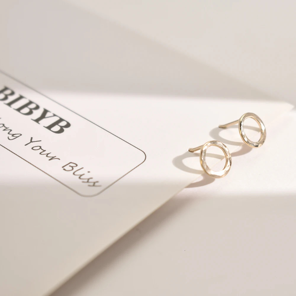 14K gold-plated handmade hammer round simple womens earrings 7mm 241205