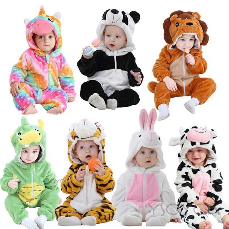 Pajamas Baby Cartoon Romper Newborn Infant Clothing Boy Girl Pajamas Animal Onesies Jumpsuit Licorne Panda Costume Winter Baby Rompers H241205