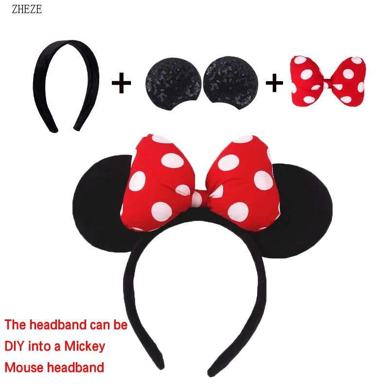 10 pieces/batch of soft velvet fabric 2cm wide headband used for holiday mouse ear headband DIY hair accessories for girls face washing 241205