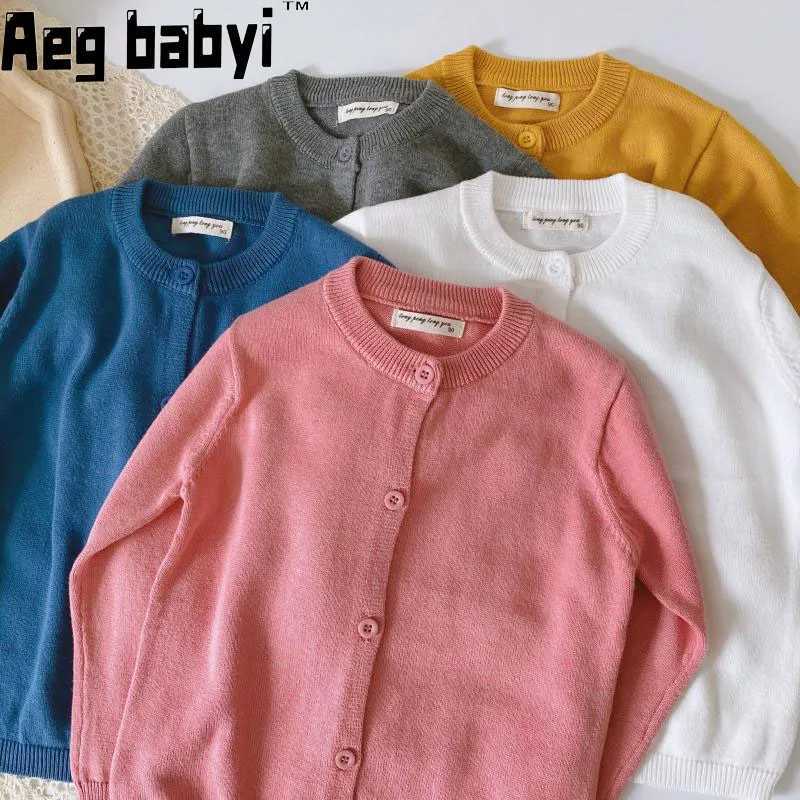 Boys girls knitted sweaters childrens cardigans solid O-neck cardigans spring and autumn sweaters baby cardigans outerwear childrens clothing W241205
