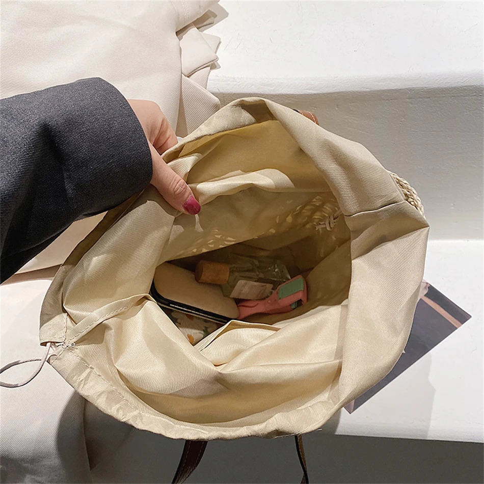 Trendy Straw Bags for Women Summer Beach Shoulder Wicker Bag Woven Rattan Tote Handmade Purse Bohemia Handbag bolsos 241204