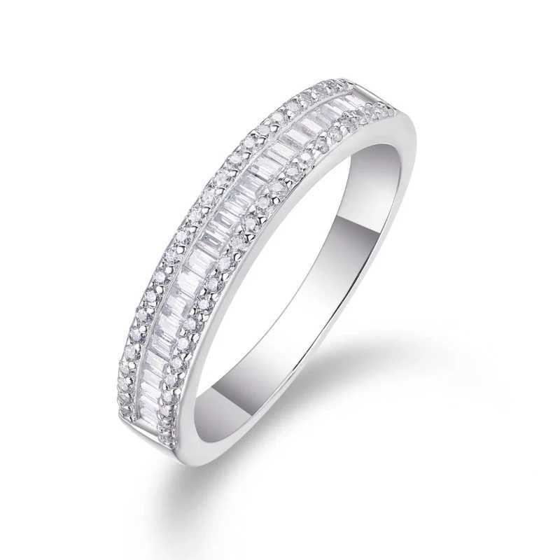 S925 Silver Ring All Mo Silica Platinum Engagement Wedding Ring Womens Exquisite Jewelry W241205