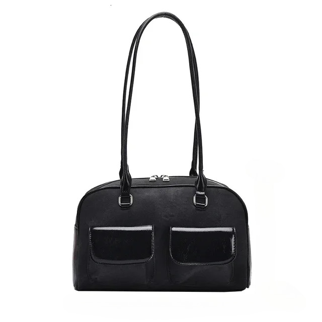 Korean Fashion Womens Shoulder Soft Suede With PU Leather Bowg Handbag Casual Vintage New Boston Tote Bag Cartoon Style BagVoyage