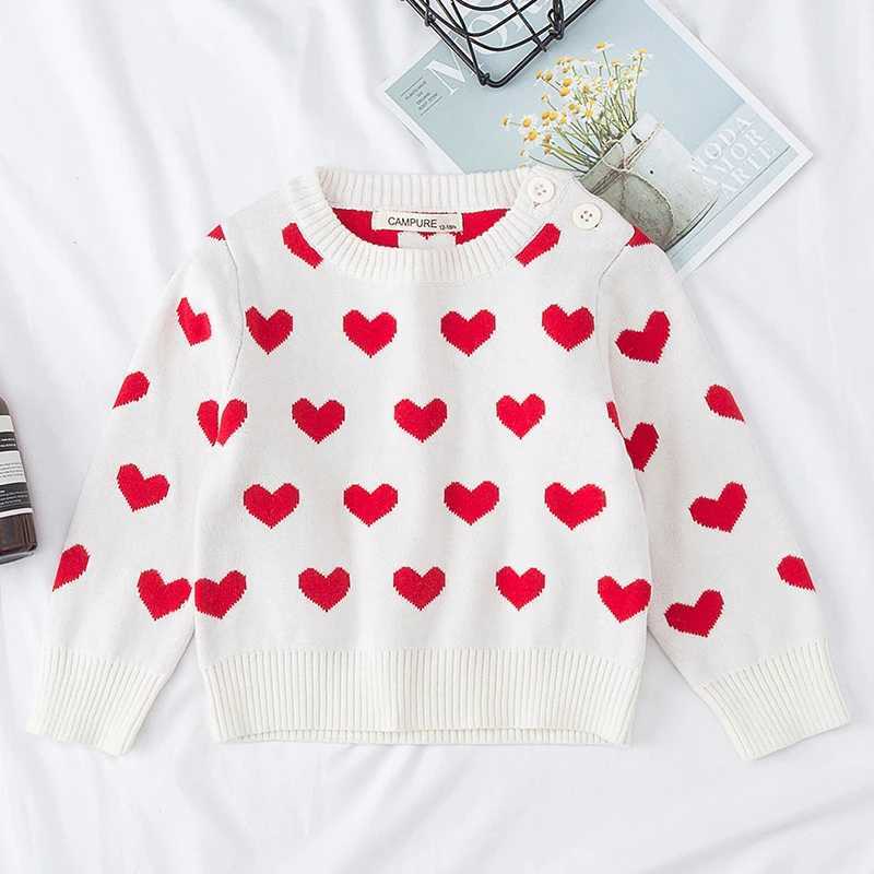 2024 Autumn Spring Baby Girl Sweater Childrens Clothing Cotton Knitted Sweater Baby Cute Heart shaped Sweater W241205