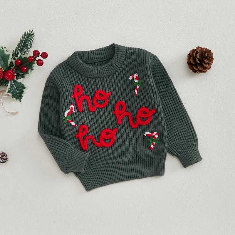 MISOWMNJOY Christmas Baby Parachute Winter Warm Preschool Sweater Long Sleeve Letter Candy Stick Knitted Floral Baby Clothing W241205