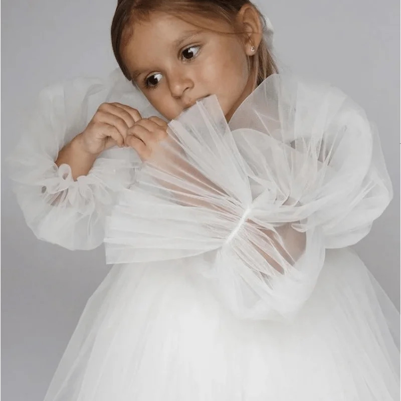 Fashion Baby Girl Princess Tutu Dress Puff Sleeve Infant Toddler Child Tulle Vestido Wedding Party Birthday Baby Clothes 1-14Y 241204