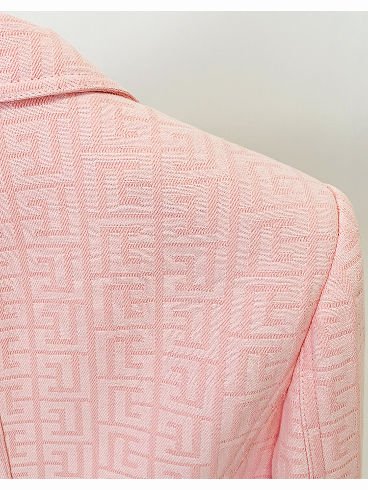 Newest Fashion Designer Jacket Women's Slim Fit Classic Lion Buttons Double Breasted Monogram Jacquard Blazer