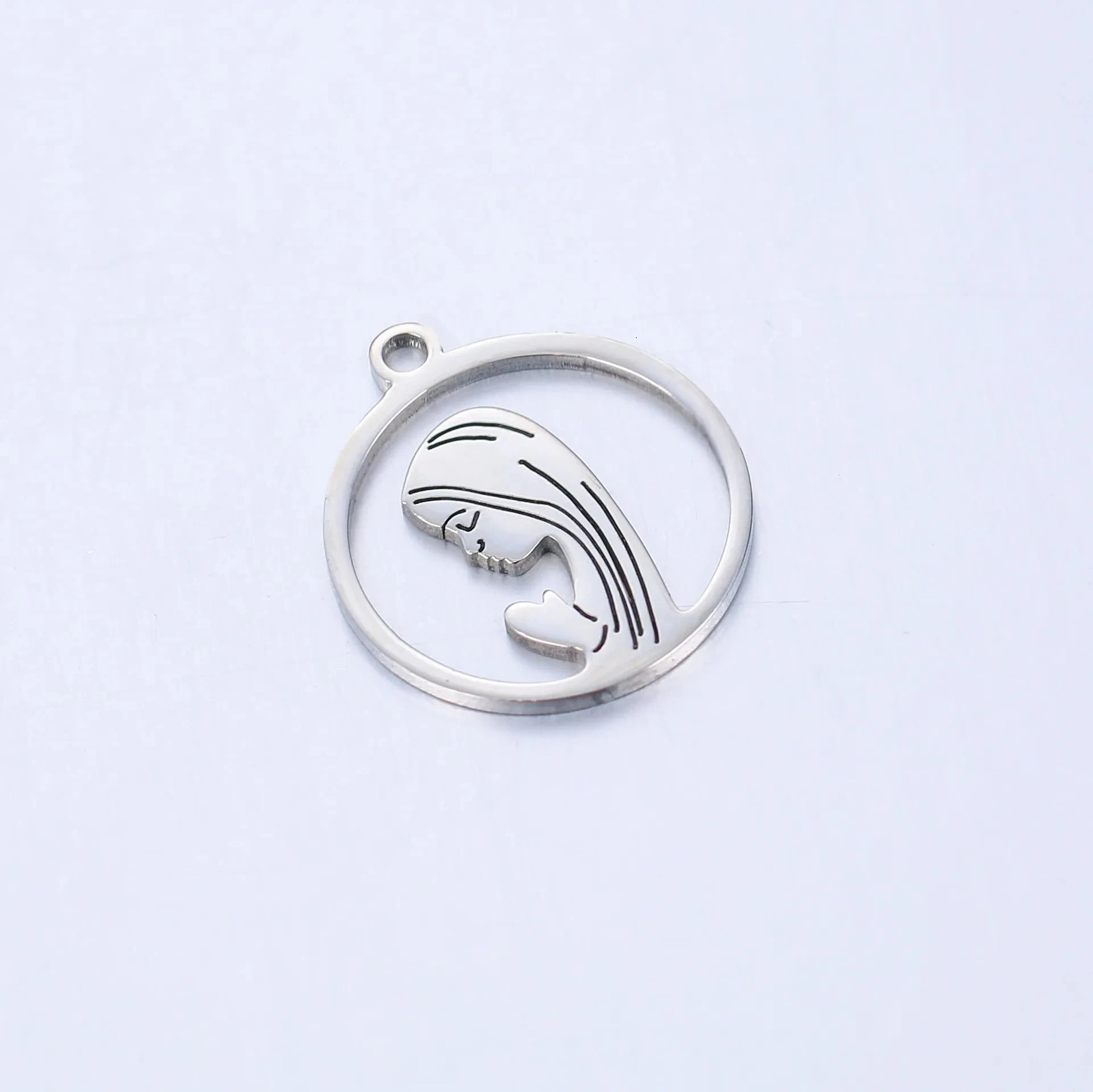 5PcsLot Stainless Steel Charms Virgin Mary Pendants Religious PVD Plated Hollow Small Charm to DIY Handmade Jewelry Supplies 241122