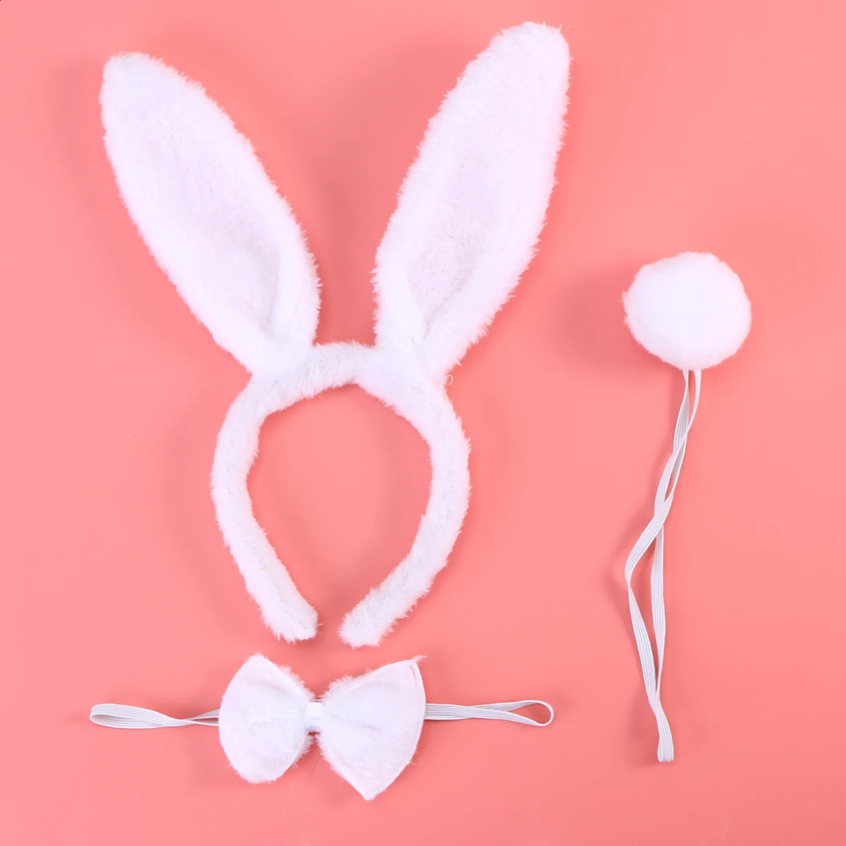 3pcs Cute Rabbit Bunny Ears Headband Bow Ties Tail Set Head Hoop Headwear Party Cosplay Costume Hair Accessories 241122