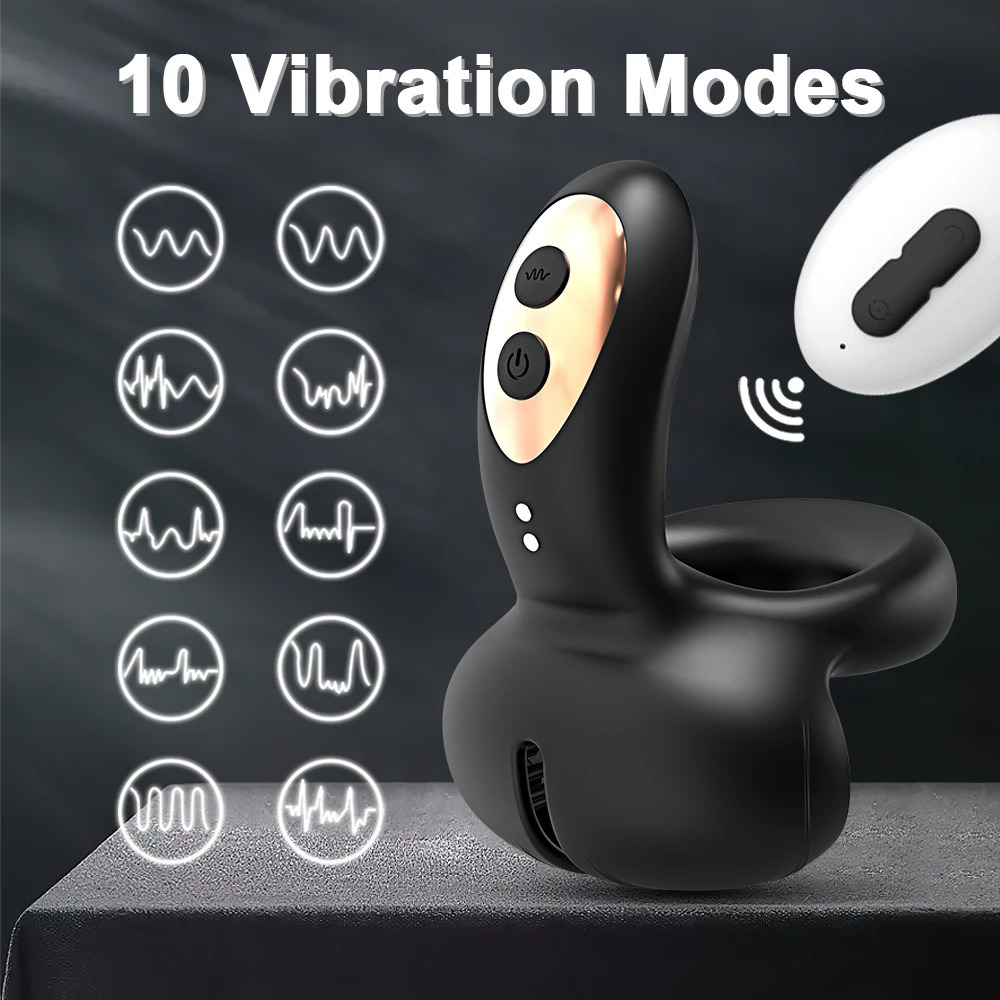 Penis Vibrator for Men Remote Control Cock Ring Ejaculation Delay Testicles Perineum Scrotum Stimulator Sex Toy for Couples Game 241205