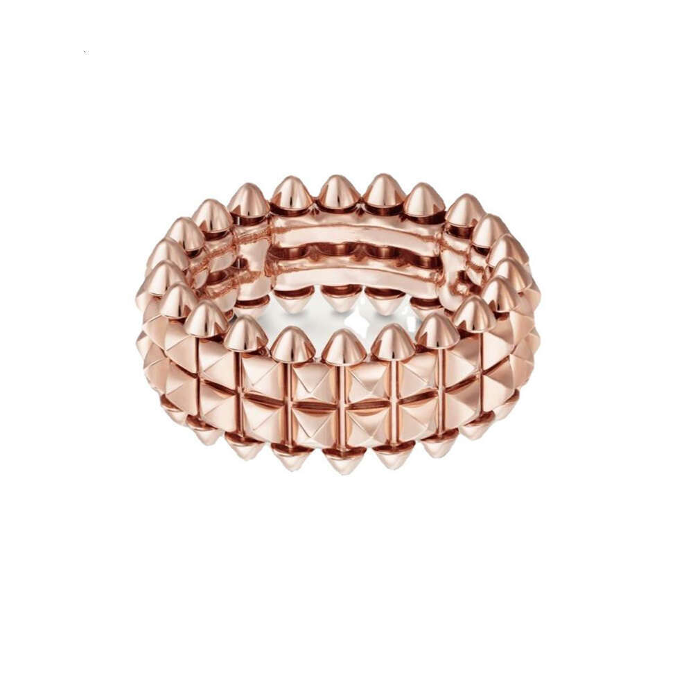 S Sier With Rose Gold Wide Rivet Ring Men Women's Classic Design Temperament Fashion Brand Party Jewelry