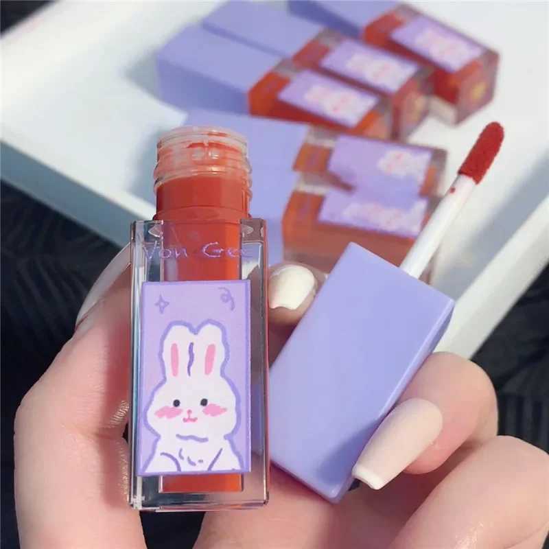 Velvet Lip Glaze Matte Lip Gloss 6 Colors Lip Mud Non-stick Cup Long Lasting Not Easy To Fade Cartoon Lipstick Makeup CosmeticsXJ241205