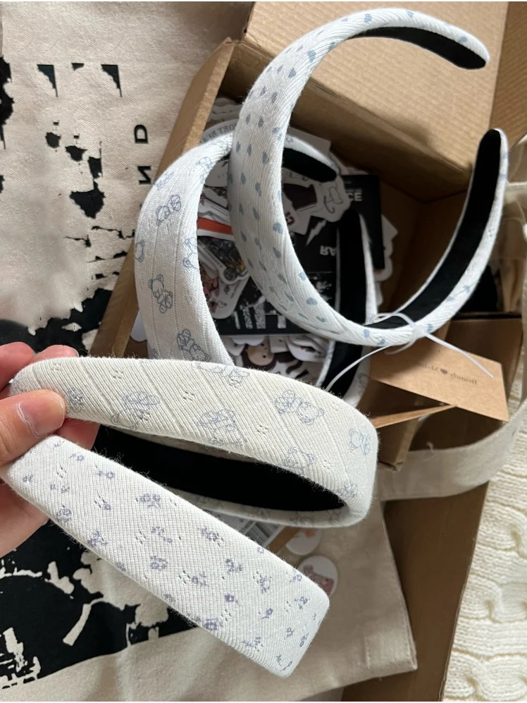 Cute printed headband for women all season casual cotton full-color headband sweet Y2K streetwear pre made fashionable headband 241205