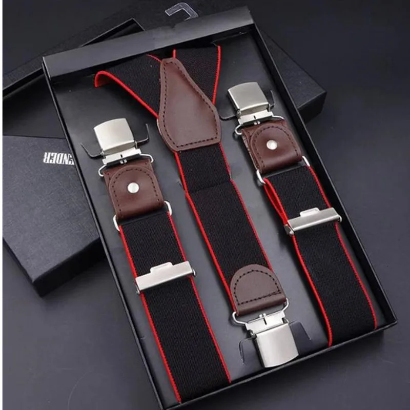Leather Suspenders Men 3 Clips Male Suspensorios Adjustable Belt Strap Bretelles Vintage Clothing Accessories 241122