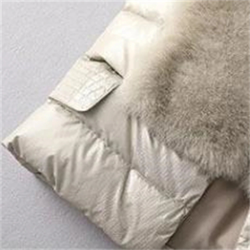Womens Sleeveless Jacket Artificial Fur Coat Winter Korean Fashion Female Waistcoat Outerwear Warm White Duck Down Vests Gilet 241205
