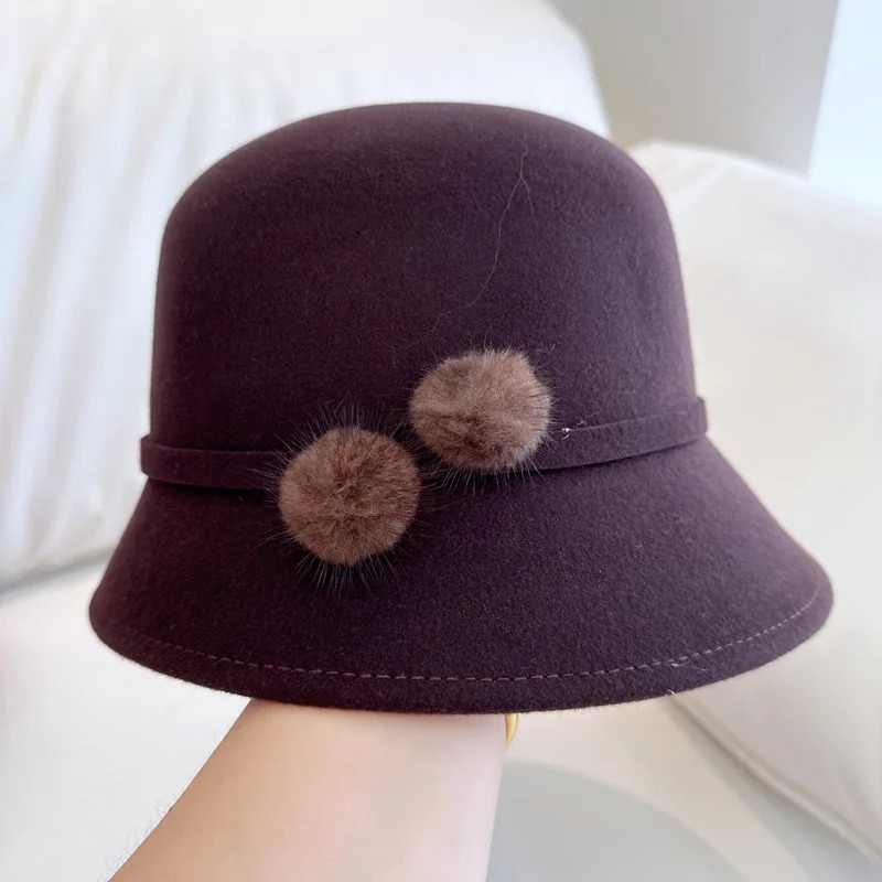 Exquisite fashion Australian mink felt hat French celebrity banquet hat retro simple fisherman hat 241205