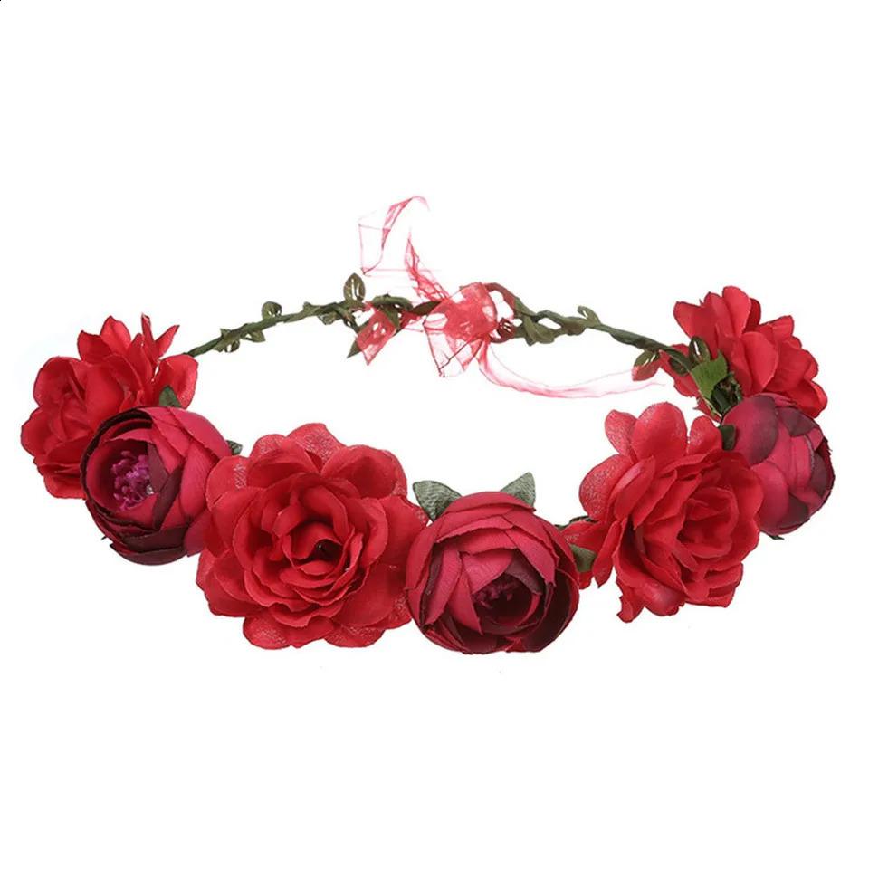 Women Wedding Floral Headband Bohemia Flower Crown Party Bride Garland Princess Wreath Girls Headdress Fashion Hair Accessories 241122