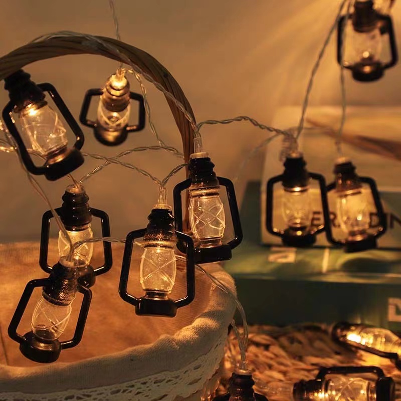 Outdoor Decoration Vintage Kerosene Bottle Lights Tent Canopy Decoration Camp Setup Colourful Light String