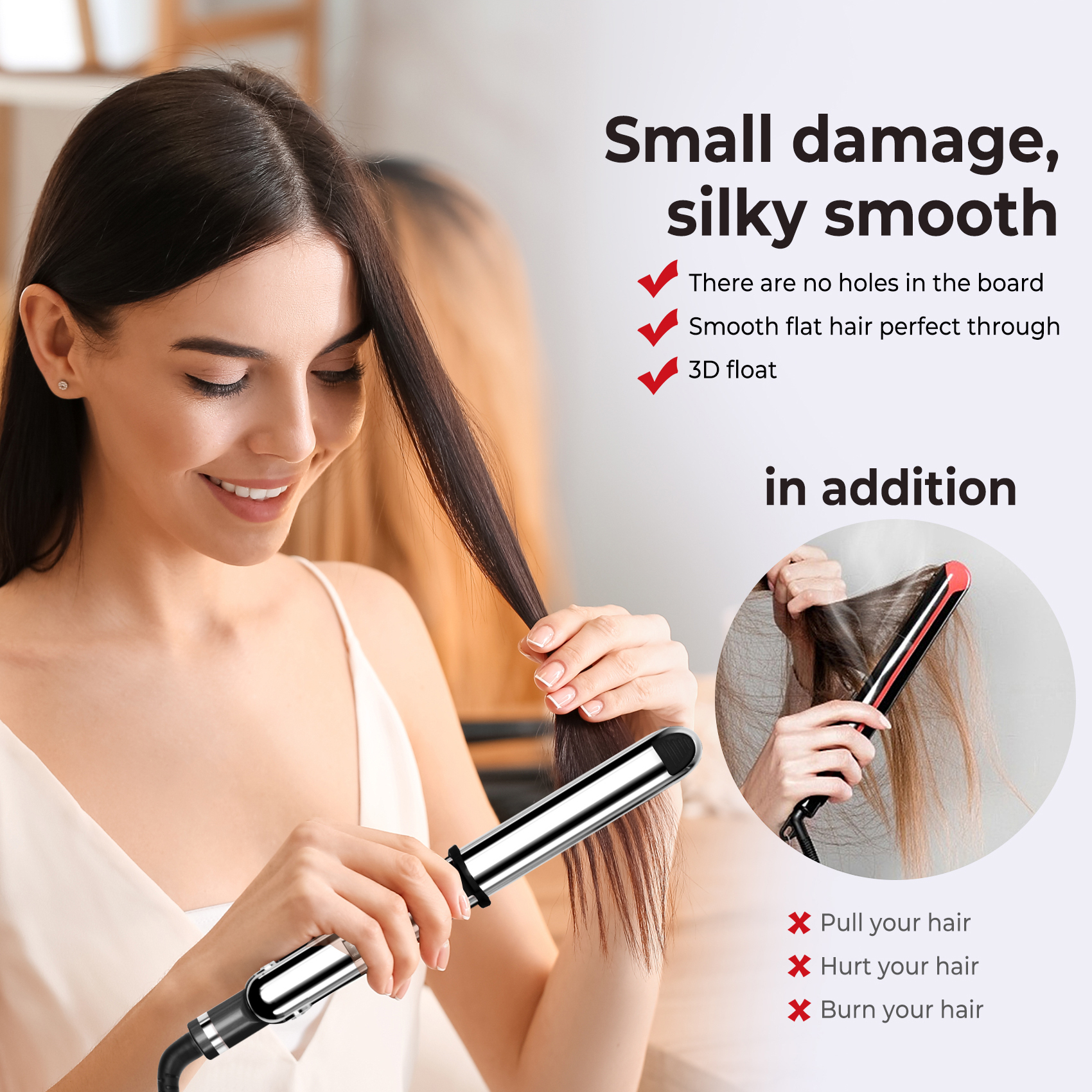 Professional Flat Iron Titanium Ionic Straightening Fast Heating Tools Hair Straightener Curler
