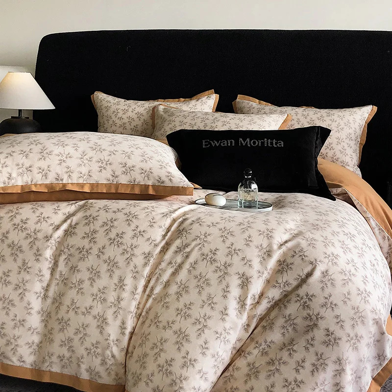 Four Seasons Printed Cotton Thickened Abraded Duvet Cover Bedding