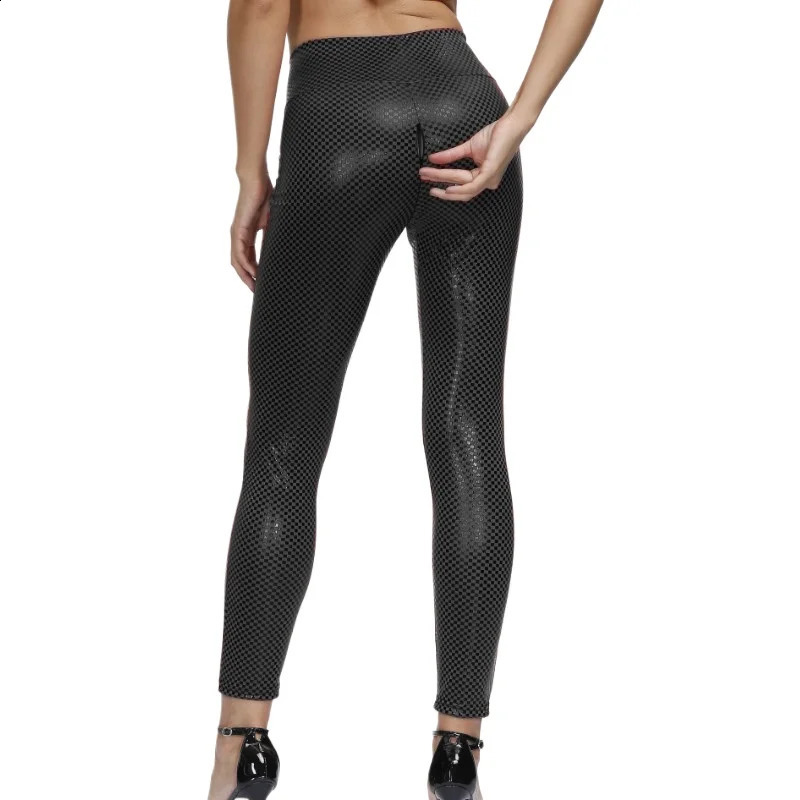 Womens High Waist PU Leather Pants Leggings Female Shinny Pencil Elastic Zipper open crotch Trousers Clothes 241205