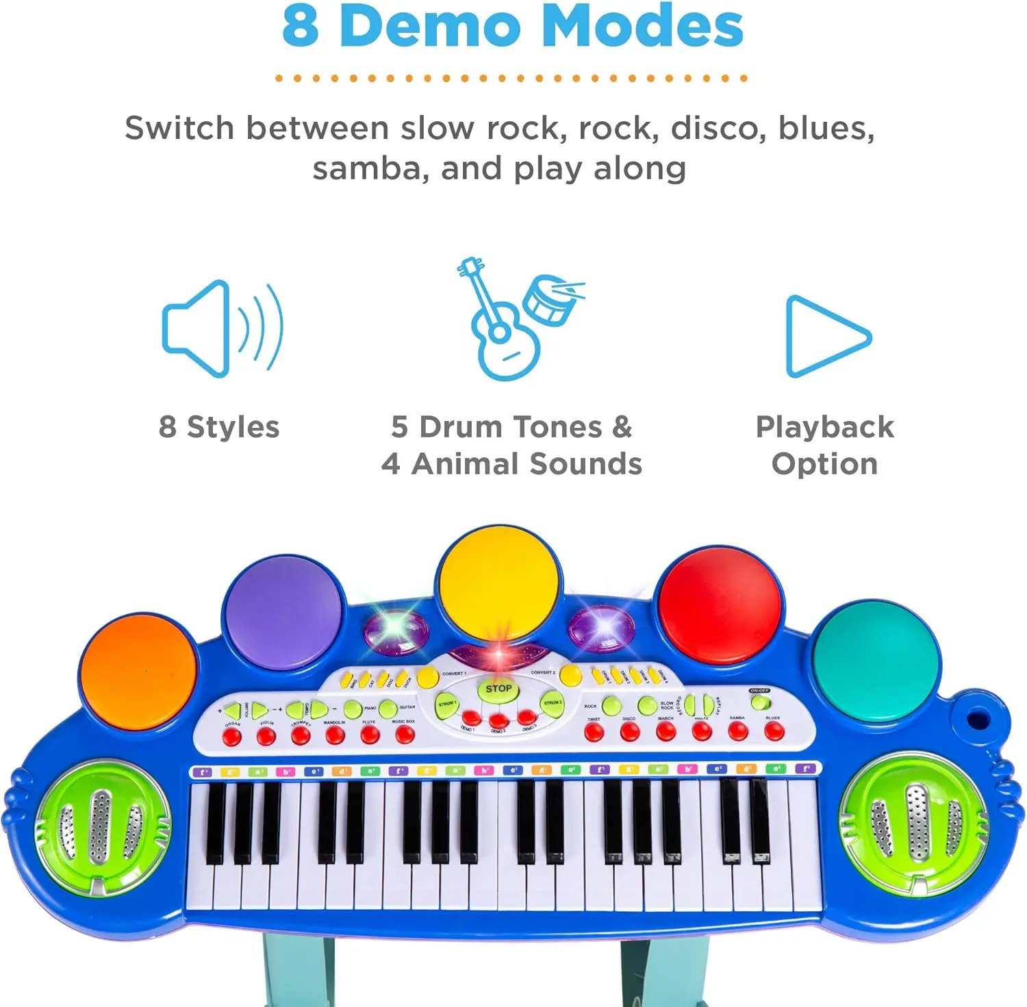 Choice Products 37-Key Kids Electronic Musical Instrument Piano Learning Toy Keyboard w/Multiple Sounds Lights Microphone 241204