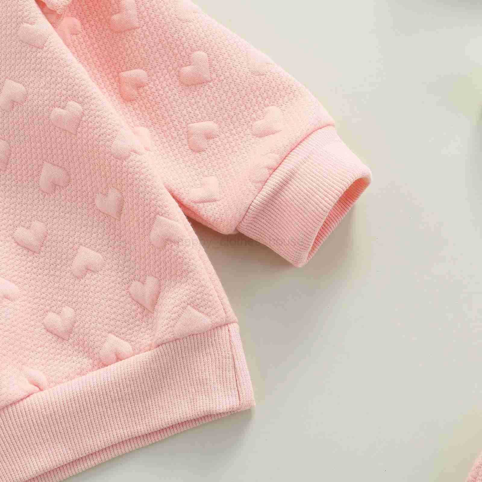 Valentine 2 Pieces Kids Suit Set Solid Color O-Neck Long Sleeve Ruffle Tops+ Bowknot Trousers for Girls Pink 0-24 MonthsXJ241205