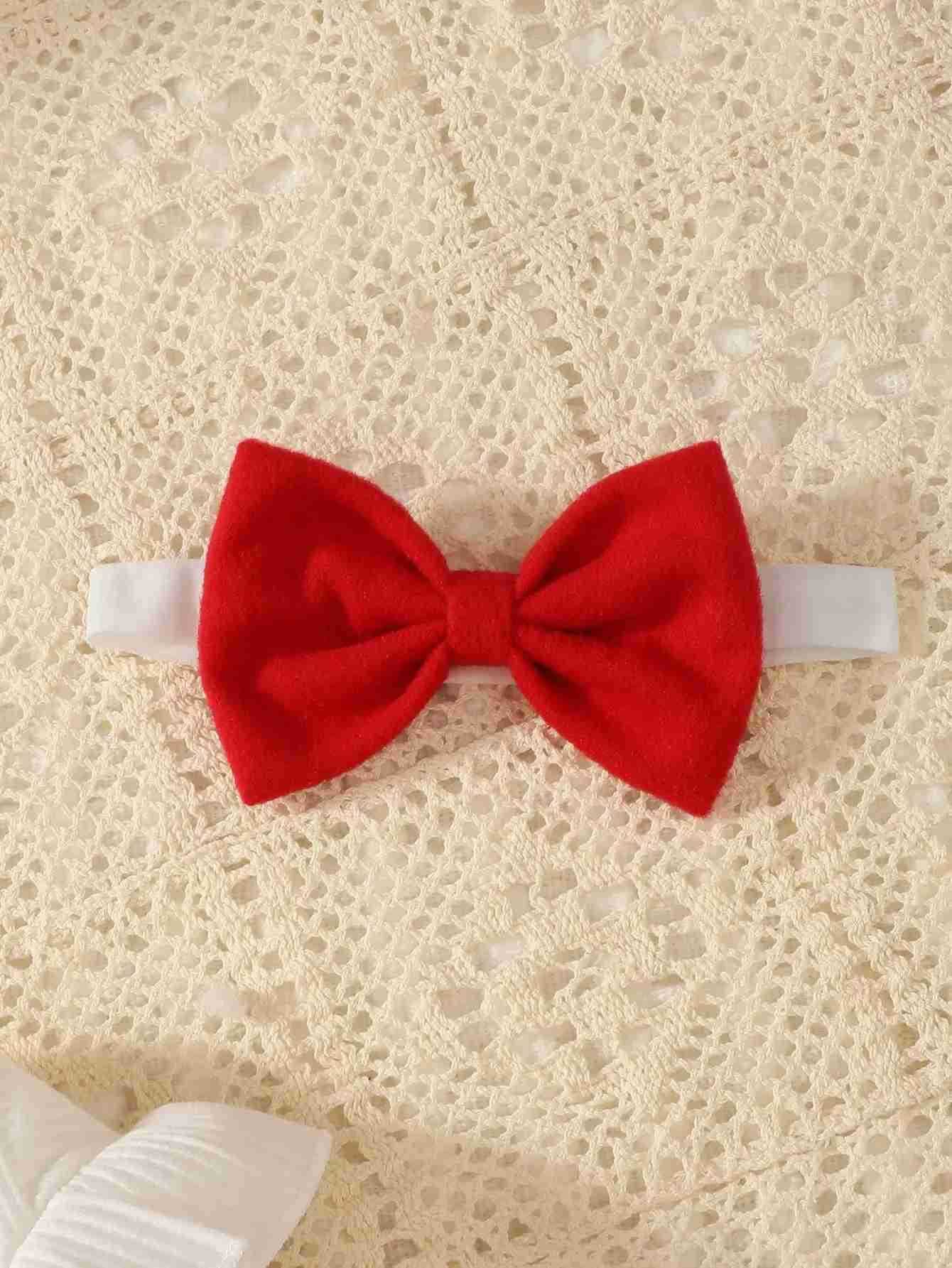 New Autumn And Winter Solid Color Ha Yi Small Bow Dress Headband Three Piece Set Suitable For Daily OutingsXJ241205
