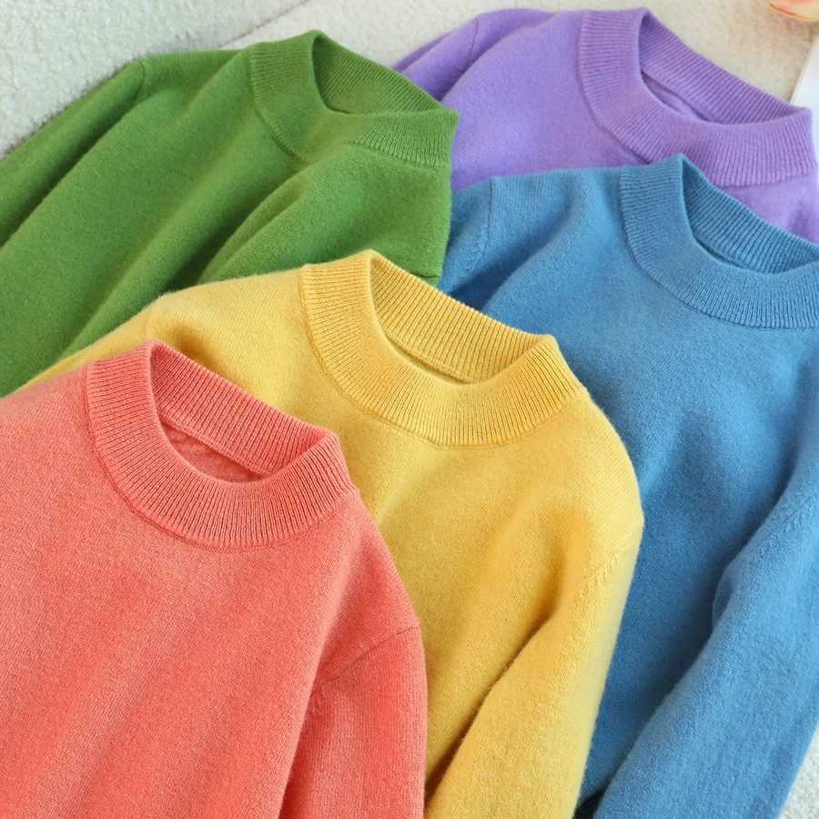 Girls pure cotton floral 100% wool warm winter clothing knitted sweater teenagers cotton long sleeved childrens cashmere coat 1-14 years old W241205