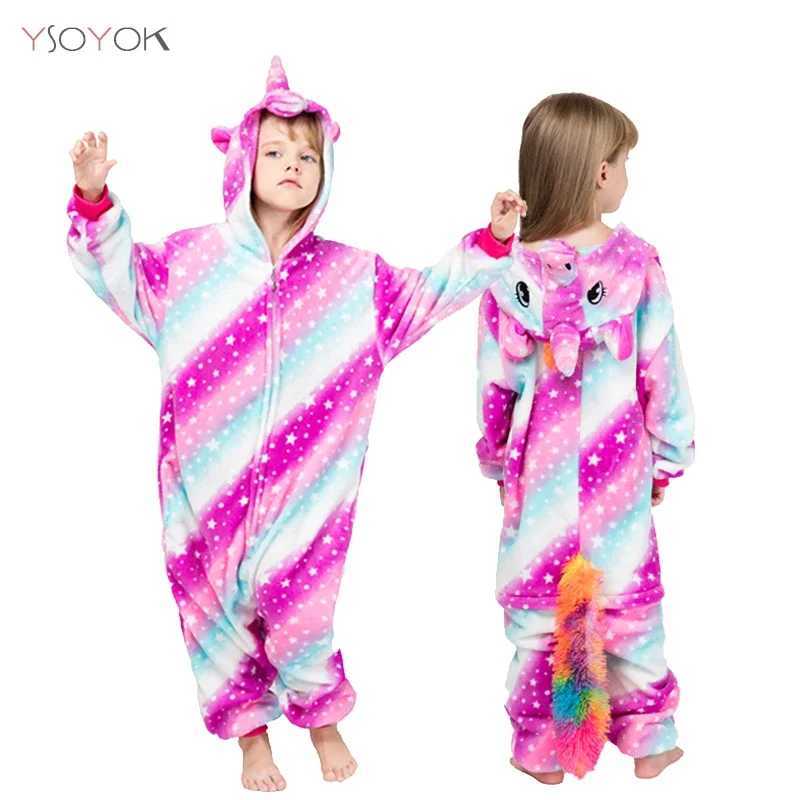 Pajamas Kigurumi Children Winter Sleepwear Kids Panda Pajama sets Baby Girls Boys Panda Licorne Onesies for 4 6 8 10 12 Years H241205