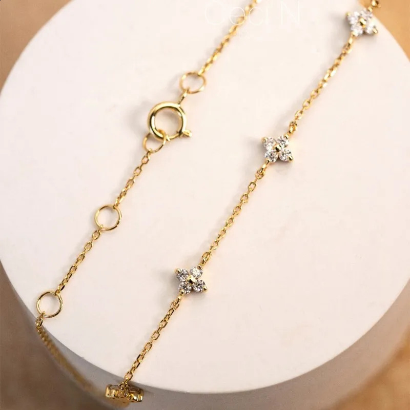 925 Sterling Silver Plated 18k Gold Shiny Zircon Flower Bracelet for Women Korean Temperament Exquisite Jewelry Gifts 241122