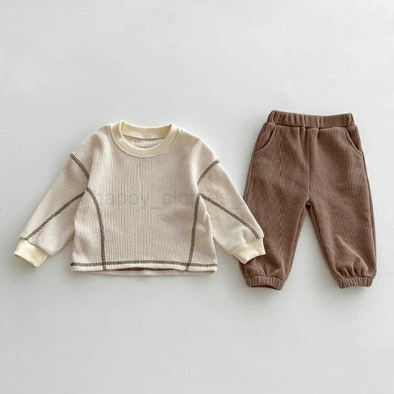 MILANCEL Spring Designer Kids Baby Clothes Casual Boys Suit Cool Infant Blouse And Pants2 PCs Waffle Clothing Set OutfitsXJ241205